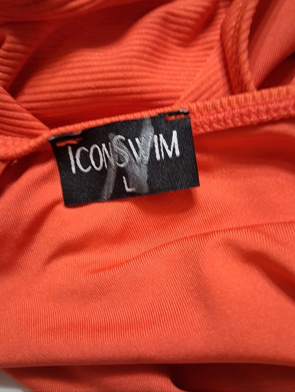 Icon Swim Orange Ribbed Cutout Women's One-Piece High-Cut Thong Swimsuit Size L